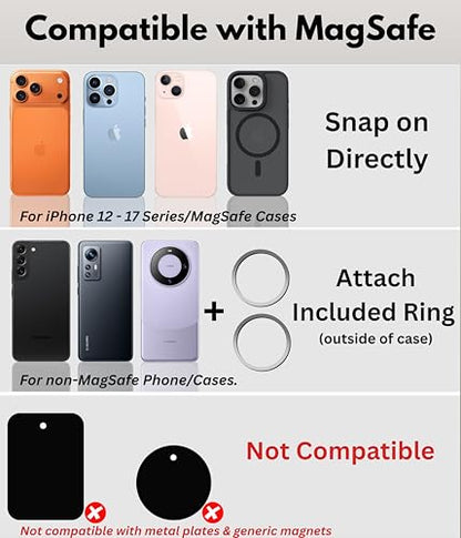 PTz Words for MagSafe Windshield Mount - Magnetic Phone Holder for Car, Suction Cup, High Heat Resistant, Super Strong Magnets, Compatible with iPhone, Galaxy & Other Smartphones - color: Dashboard Windshield