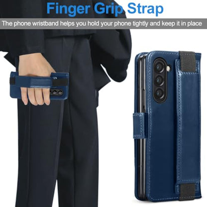 KEZiHOME Genuine Leather Wallet Case for Samsung Galaxy Z Fold 6 Blue - color: Blue, size: Galaxy Z Fold 6 Case