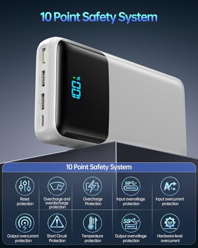 Portable Charger Power Bank 50000mAh, PD 30W and QC 4.0 Fast Charging - color: White