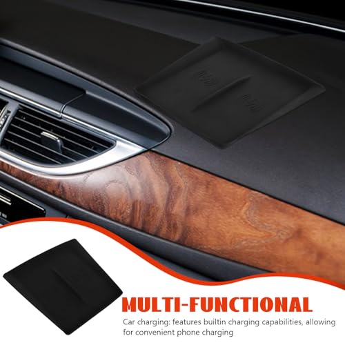 Black Silicone Cordless Charging Pad for Automotive Center Console