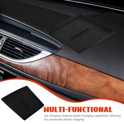 Black Silicone Cordless Charging Pad for Automotive Center Console