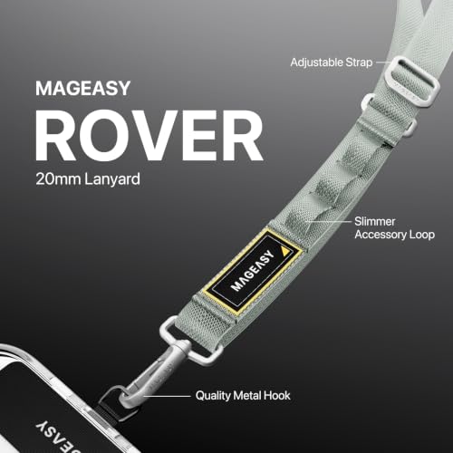 MAGEASY Rover iPhone Lanyard Crossbody with Tether Tab & Attachment Loop, Adjustable Anti Theft Phone Strap for Samsung Google Pixel Phone, 20mm Neck Shoulder Lanyard (Single Clip, Misty Blue) - color: Misty Blue, size: Single Clip