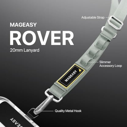 MAGEASY Rover iPhone Lanyard Crossbody with Tether Tab & Attachment Loop, Adjustable Anti Theft Phone Strap for Samsung Google Pixel Phone, 20mm Neck Shoulder Lanyard (Single Clip, Misty Blue) - color: Misty Blue, size: Single Clip