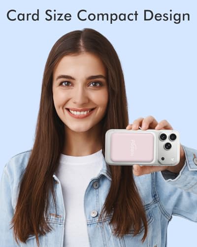 podoru for MagSafe Power Bank 5000mAh, Ultra-Slim Magnetic Portable Charger - color: Light Pink