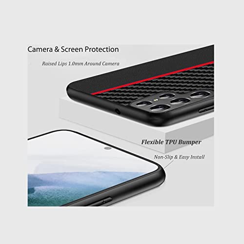 for Samsung Galaxy S23 Ultra Case: Red | Slim Thin, Carbon Fiber Classic Pattern Design, Soft Hybrid TPU Bumper, Shockproof Protective Cell Phone Cover - color: Red