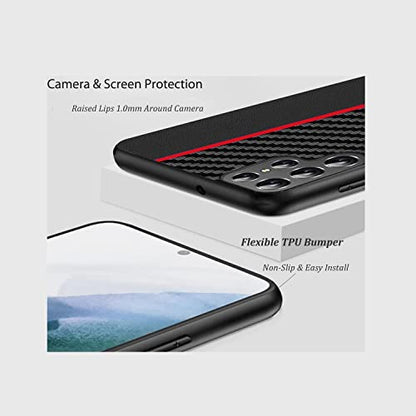 for Samsung Galaxy S23 Ultra Case: Red | Slim Thin, Carbon Fiber Classic Pattern Design, Soft Hybrid TPU Bumper, Shockproof Protective Cell Phone Cover - color: Red