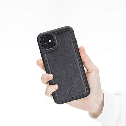 Venito Lucca Leather Case Compatible with iPhone 11 (6.1 inch) – Extra Secure with Padded Back Cover -Rustic Black - color: Rustic Black, size: iPhone 11