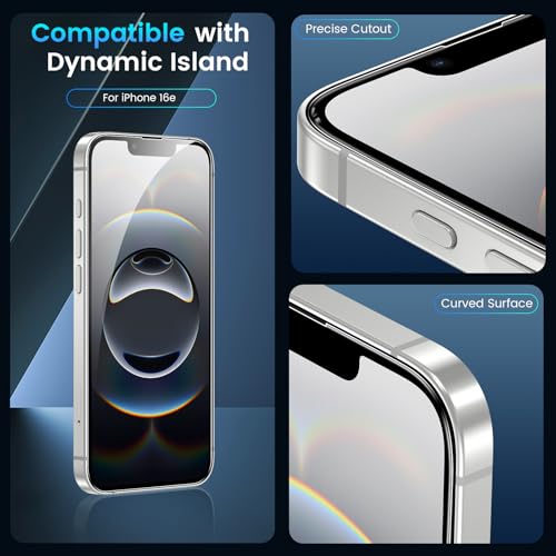 Fotbor otbor 3Pack iPhone 16e / 17e 6.1 inch Screen Protector with 3Pack Camera Lens Protector, 9H+ Tempered Glass Easy Installation Kit, Case Friendly - size: iPhone 16e-6.1 inch