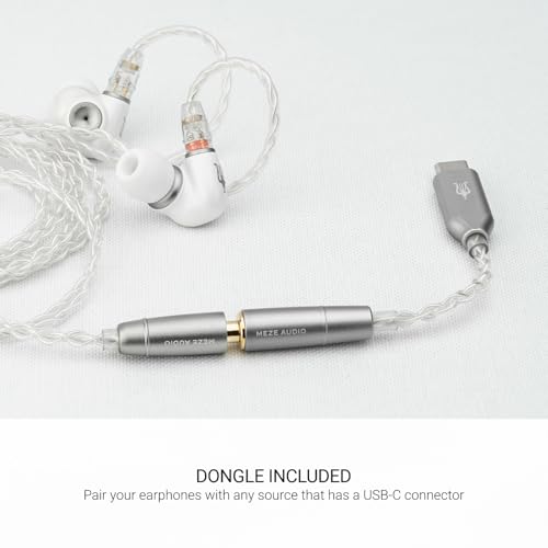 MEZE AUDIO ALBA | Wired Earbuds in-Ear Monitor Headphones for Audiophiles | USB-C Adapter Included | Smartphone Compatible | Noise Isolating | Ergonomic Metal Chassis - color: White