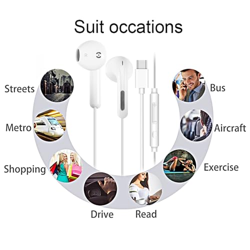 USB C Headphones for iPhone 17 16 15 Pro Max USB C Wired Earbuds with Mic - size: 3 Pack(USB C)