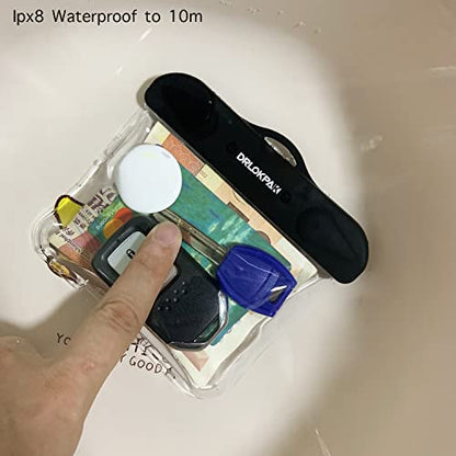 DRLOKPAK Submersible Waterproof Wallet Surf Dry Car Key FOB Case Bag 2Pack Waterproof Pouch Holder For Key Credit Door Ship Card Cash ID Driver Fishing Hunting License(Clear＋Clear) - color: Clear+Clear