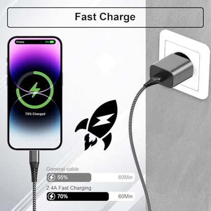Phone Charger Cord 2Pack 10FT USB Lighting Cable Nylon Braided Phone Cords Fast Charging 10 ft Compatible with Phone 13 12 11 Pro Max XR XS X 8 7 6 Plus SE Pad and More