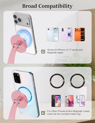 Aoviho Magnetic Phone Stand for Desk, 360° Rotating Phone Holder,Rose Gold - color: Rose Gold