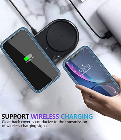 Diverbox for iPhone XR Case [Tempered Glass Screen Protector] [Shockproof] [Dropproof] Heavy Duty Protection Phone Case Cover for Apple iPhone XR Blue - color: Blue-2in1