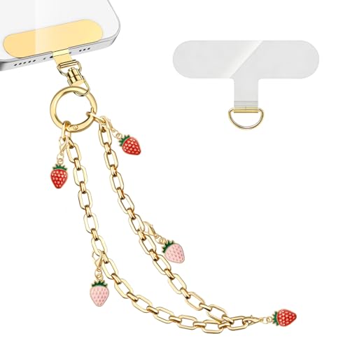 Phone Wrist Strap Phone Charm Strap Phone Chain Wristlet Removable Hanging Ornaments Tether Tab Adjustable length - color: Strawberry