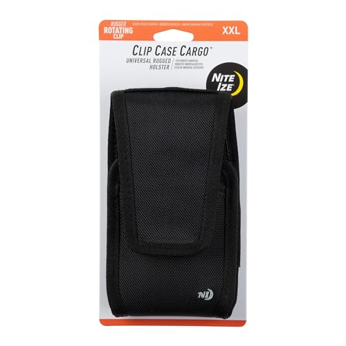 Nite Ize Clip Case Cargo Universal Rugged Phone Holster - Holster for Men's & Women's Belts - Utility Belt Pouch - Phone Accessories - XX-Large, Black - size: XX-Large, style: Vertical