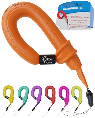 Waterproof Phone & Camera Float Wrist Strap for Underwater | Waterproof Float Strap Compatible with GoPro Hero 13, Insta360 X4, DJI Action 5 Pro, iPhone, OM System TG-7 & Kodak WPZ2 - color: Orange Pop