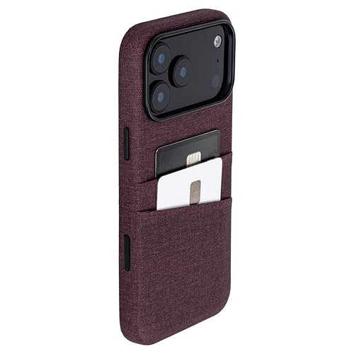 Dockem Card Case for iPhone 17 Pro Max with Magnetic Mounting Plate, Camera Control Button, Wallet with 2 Holder Slots: M2 Luxe Canvas-Style Synthetic Leather (Burgundy) - color: Burgundy, size: 17 Pro Max