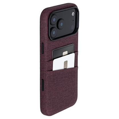 Dockem Card Case for iPhone 17 Pro Max with Magnetic Mounting Plate, Camera Control Button, Wallet with 2 Holder Slots: M2 Luxe Canvas-Style Synthetic Leather (Burgundy) - color: Burgundy, size: 17 Pro Max