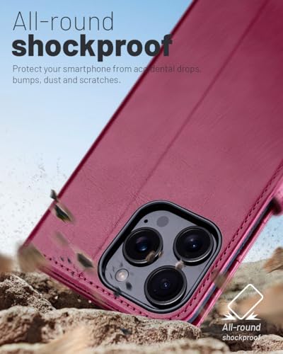 OCASE Compatible with iPhone 16 Pro Max Wallet Case, PU Leather Flip Folio Case with Card Holders RFID Blocking Kickstand [Shockproof TPU Inner Shell] Phone Cover 6.9 Inch 2024, Burgundy - color: Burgundy