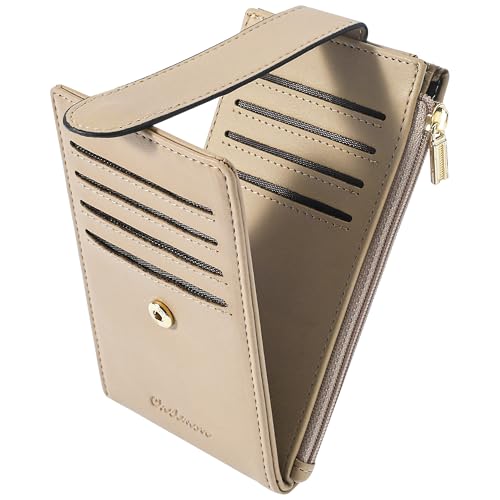 Chelmon Women's RFID Slim Card Holder Wallet | Thin Bifold Multi Card Case with Zipper Coin Pocket Purse for Women(Khaki) - color: Khaki