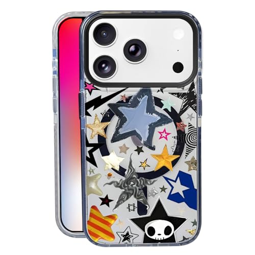 Super Stars for iPhone 17 Pro Case,MagSafe Compatible,Matte Soft Slim Shockproof Cover,Anti-Fingerprint,Anti-Yellowing,Anti-Scratch Back,Magnetic Phone Case for Women,Girl,Cute,Girly,Clear - color: Super Star, size: iphone 17 pro