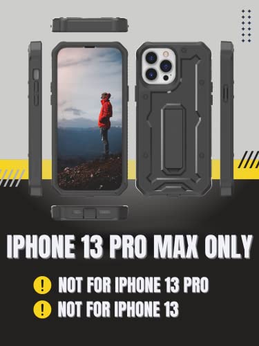 CaseBorne ArmadilloTek V Compatible with iPhone 13 Pro Max Case - [Up to 21 Feet Drop Proof] - Military Grade Heavy Duty with Built-in Screen Protector and Kickstand - Black - color: Black