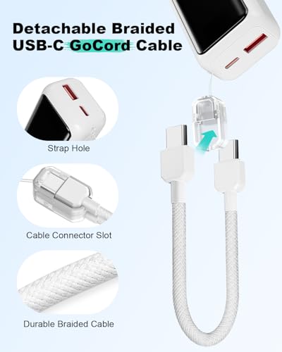 Mini Portable Charger 10000mAh 22.5W PD Small Power Bank Fast Charging - color: White