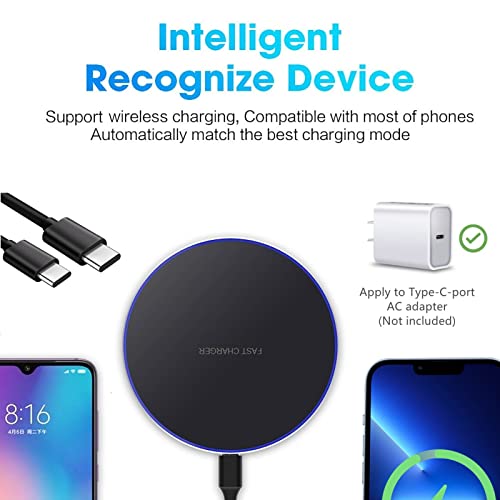 25W Fast Wireless Charger Pad,USB-C Wireless Phone Charging Station - color: Black