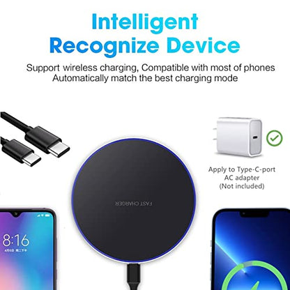 25W Fast Wireless Charger Pad,USB-C Wireless Phone Charging Station - color: Black