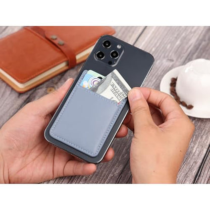 Phone Card Holder for Back of Phone Case,2Pack Phone Wallet Stick On Leather,Sticky Adhesive Credit Card Pocket RFID iPhone and Android-Blue - color: Blue,Blue