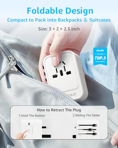 Universal Travel Adapter, 2 USB-C ＆ 1 USB-A, Cover 200+ Countries - color: White, size: PD20W