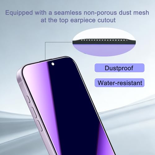 2 Pack Compatible with iPhone 16 Pro/iPhone 17 Privacy Screen Protector, Anti-Spy Anti-Blue Light Eye Protection Tempered Glass Film, Scratch Resistant, Full Coverage, Case Friendly - size: for iPhone 16 Pro/17