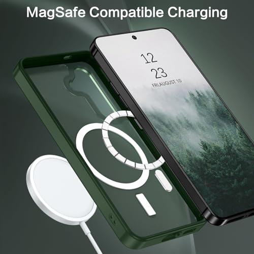 BENTOBEN Magnetic for Samsung Galaxy S24 Plus Case [Compatible with Magsafe] Translucent Matte Slim Thin Shockproof Anti-Yellow Women Men Protective Phone Cover for Samsung S24 Plus 6.7", Dark Green - color: Forest Green