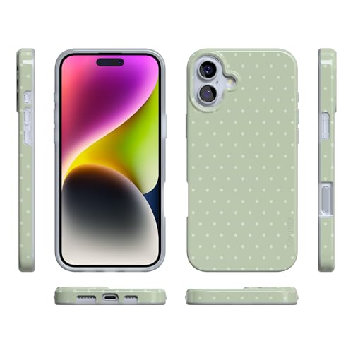 Casely iPhone 16 Case | On the Dot | Green Polka Dot | Compatible with MagSafe | Classic Ultra Thin Design - color: On the Dot | Green Polka Dot, size: Iphone 16