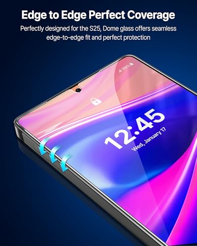 DOME GLASS Whitestone for Samsung Galaxy S25 Ultra [Perfect Full Coverage] Tempered Glass Screen Protector with a technical patent [2Pack] - size: S25 Ultra