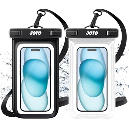 JOTO 2 Pack Universal Waterproof Phone Case for iPhone 17 Air 16 15 14 13 12 11 Plus Pro Max, IPX8 Cellphone Dry Bag XR X SE, Galaxy S23 S22 S21 S20+ S20 S10 Plus Note, Pixel up to 7" -Black, Clear - color: Black/Clear, size: 2 Pcs