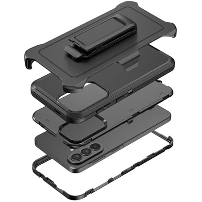 Compatible with Samsung Galaxy A37 Case, with Belt Clip Holster Heavy Duty Rugged Shockproof Full Body Protection Kickstand Cover for Samsung Galaxy A37 Phone (Black) - color: Black