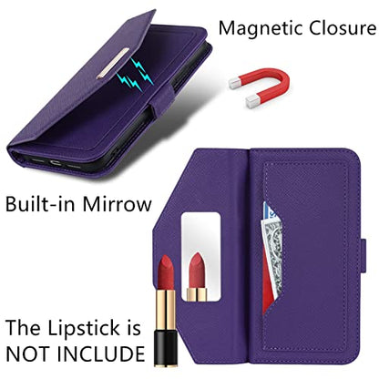 Crossbody Wallet for Google Pixel 7 Case with Strap,6.3",Purple | Long Shoulder Strap,Credit Card Holder, PU Leather, Handbag Purse, Kickstand, Make Up Mirror, Cover Case, for Women Girls - color: Purple