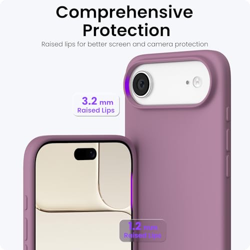 ORNARTO for iPhone Air Case 6.5", Slim Liquid Silicone 3 Layers Soft Gel Rubber Shockproof Protective Cover with Anti-Scratch Microfiber Lining-Lilac Purple - color: Lilac Purple