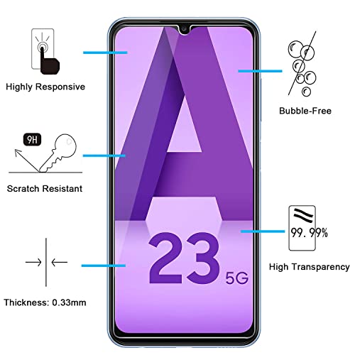 NEW'C 3 Pack Designed for Samsung Galaxy A23 4G, Samsung Galaxy A23 5G Screen Protector Tempered Glass, Case Friendly Scratch Resistant,Bubble-Free, Ultra Resistant - size: A23 6.6 inches