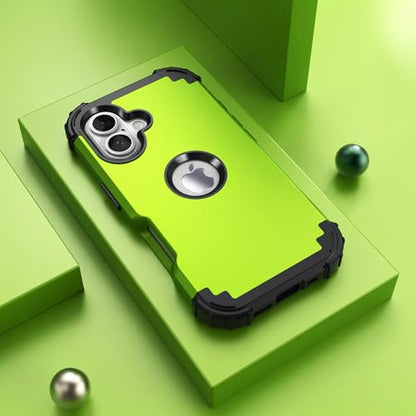 IDweel for iPhone 17 Case with Screen Protector for Women, 3 in 1 Shockproof Slim Fit Hybrid Heavy Duty Hard PC Cover Soft Silicone Bumper Full Body Anti-Fingerprint Case, Green/Black - color: Green/Black