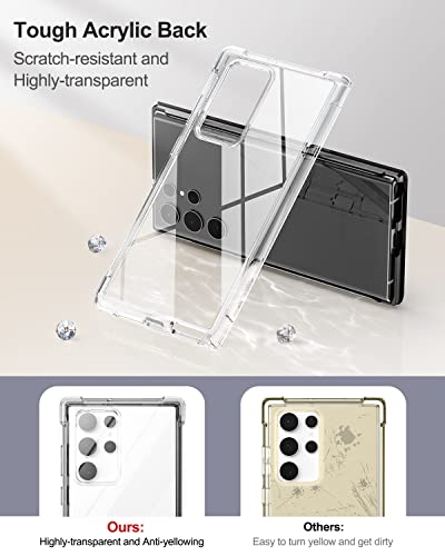 SURITCH for Samsung Galaxy S22 Ultra Clear Case 6.8" (Only), [Built-in Screen Protector] Full Body Protective Hard Shell+Soft TPU Phone Case for Samsung S22 Ultra -(Black Edge) - color: Black Edge