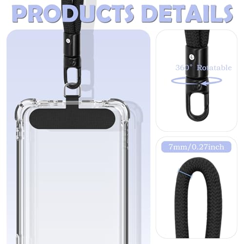 4Pcs Phone Wrist Strap with Tether Tabs, Lanyard for Phone with Ultra-Thin 0.015" Phone Tab, Adjustable Wristlet Strap 360°Rotating, Wrist Lanyard for Running Cycling Outdoor