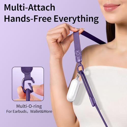 Phone Lanyard Crossbody & Neck, Adjustable Wide Strap with Anti-Loss Lock for iPhone Samsung - Universal Hands Free - color: Dark Purple