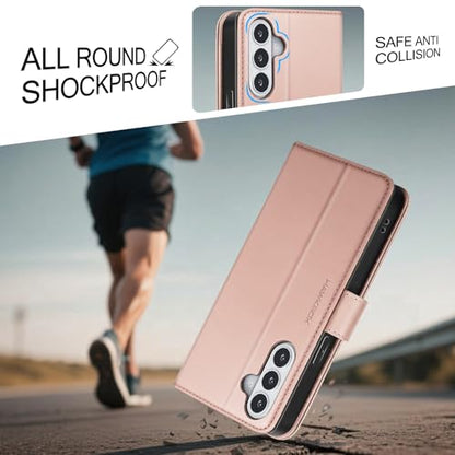 Compatible with Samsung Galaxy S26 Plus Case Wallet with Card Holder [4 Card Slot] Women Men,RFID Blocking PU Leather Phone Case Flip Protector Cover Credit Card Slot Kickstand,Rose Gold - color: Rose Gold, size: Samsung Galaxy S26 Plus - 6.7"
