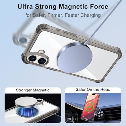Clear Case for iPhone 16 Plus with Magnetic 360 Rotatable Ring Stand | Military Grade Heavy Duty Cover with 360 Rotatable Ring Kickstand -260417 - color: Clear Black, size: iPhone 16 Plus