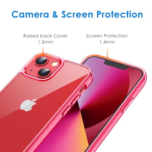 JETech Case for iPhone 13 6.1-Inch, Non-Yellowing Shockproof Phone Bumper Cover, Anti-Scratch Clear Back (Red) - color: Red