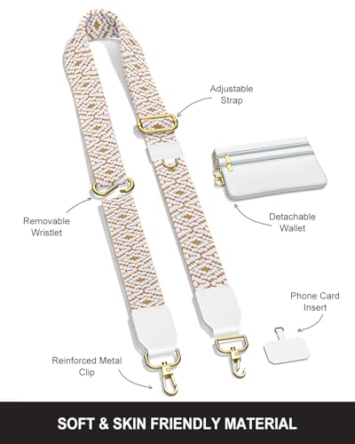 Nipichsha Crossbody Phone Strap with Wallet, Clip and Go Strap for Phone - color: Minimalist Geometry