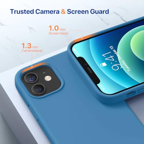 miracase Compatible with iPhone 12 Case and iPhone 12 Pro Case, Liquid Silicone Gel Rubber Full Body Protection Shockproof Drop Protection Phone Case for iPhone 12/12 Pro 6.1 inch, Capri Blue - color: Capri Blue, size: iPhone 12/12 Pro